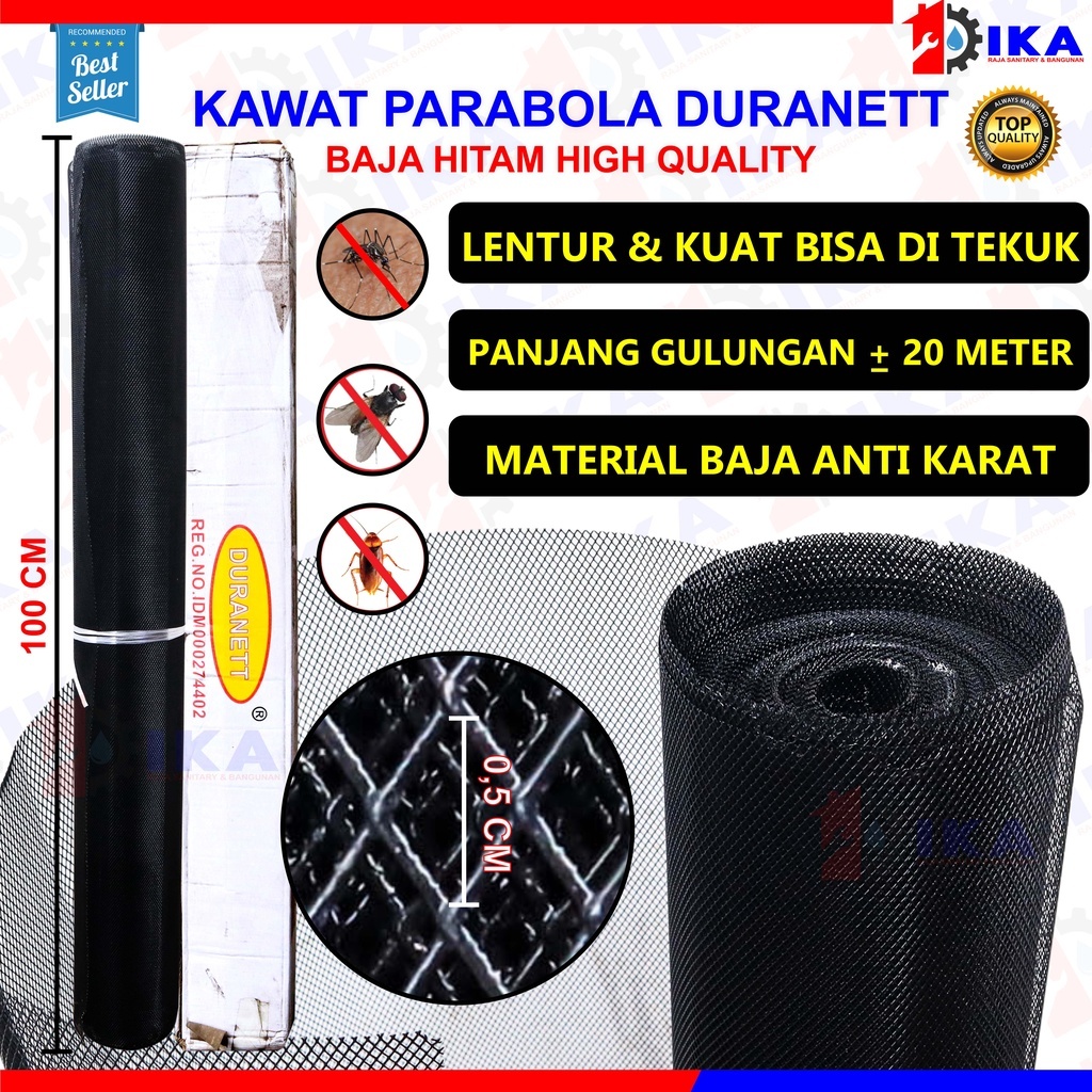 Kawat Nyamuk Parabola Aluminium DURANET TEBAL 1  ROLL 20 METER KURANG LEBIH - + Kawat Nyamuk Baja Du