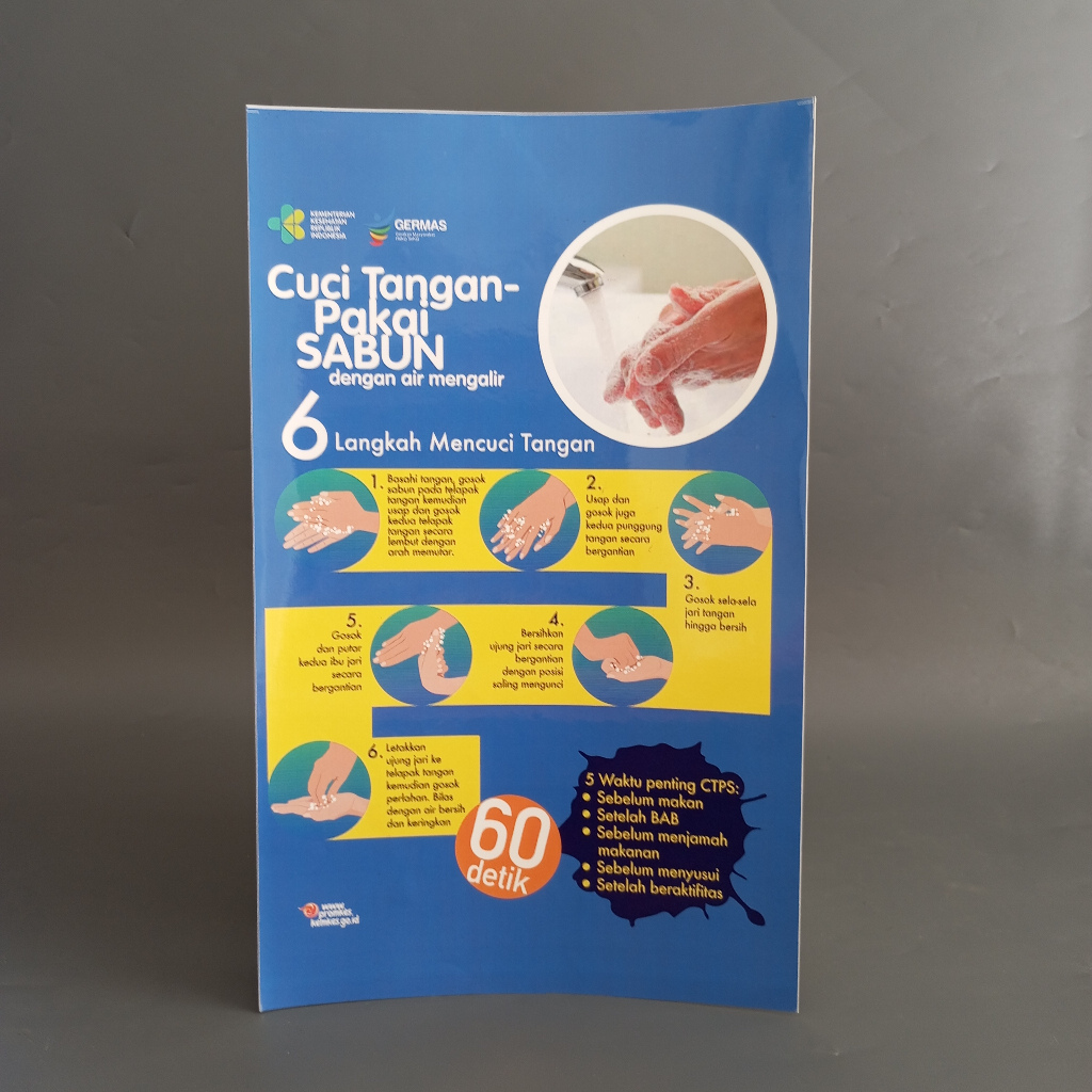 

Stiker 6 Langkah Cuci Tangan Versi Umum/ Stiker Momen Cuci Tangan/ Cara Cuci Tangan