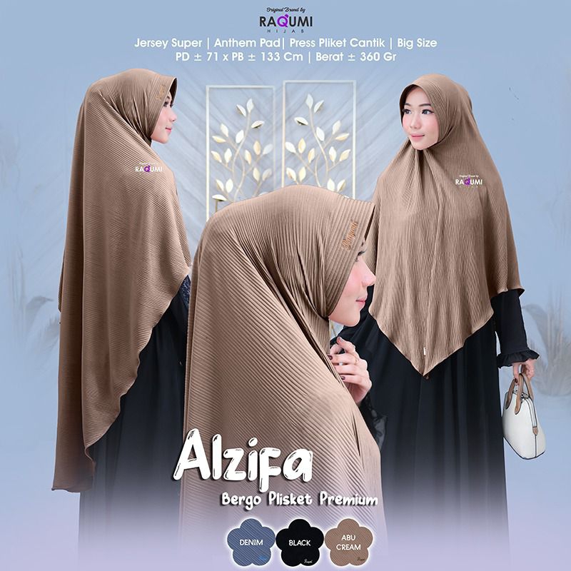 Alzifa Bergo Plisket Premium
