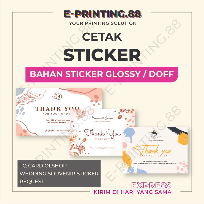 

Jasa Cetak STICKER PAPER Glossy Doff Custom Ukuran