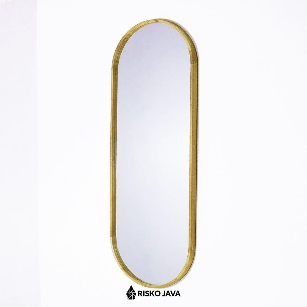 Cermin Dinding Kayu Jati Oval / Miror Kayu Jati Minimalis / Cermin Vintage Jati | MEYSYA