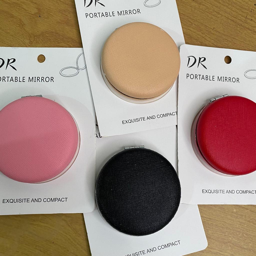Cermin Lipat Bulat Mini 2 Sisi Macaron Portable Miror Kaca Make Up Cermin Gliter Blink Cermin Saku