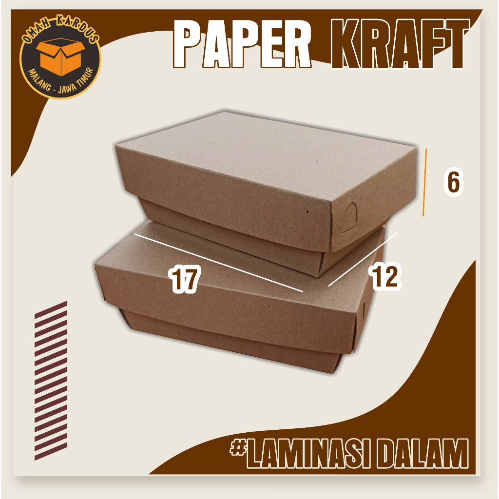 

Paper craft Lunch Box 17x12x6 cm / paper box makanan / Paper kraft box nasi / kotak nasi