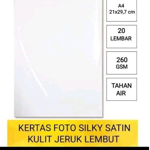 KERTAS FOTO SILKY 260 GRAM A4 ISI 20 LEMBAR / kertas foto kulit jeruk lembut satin
