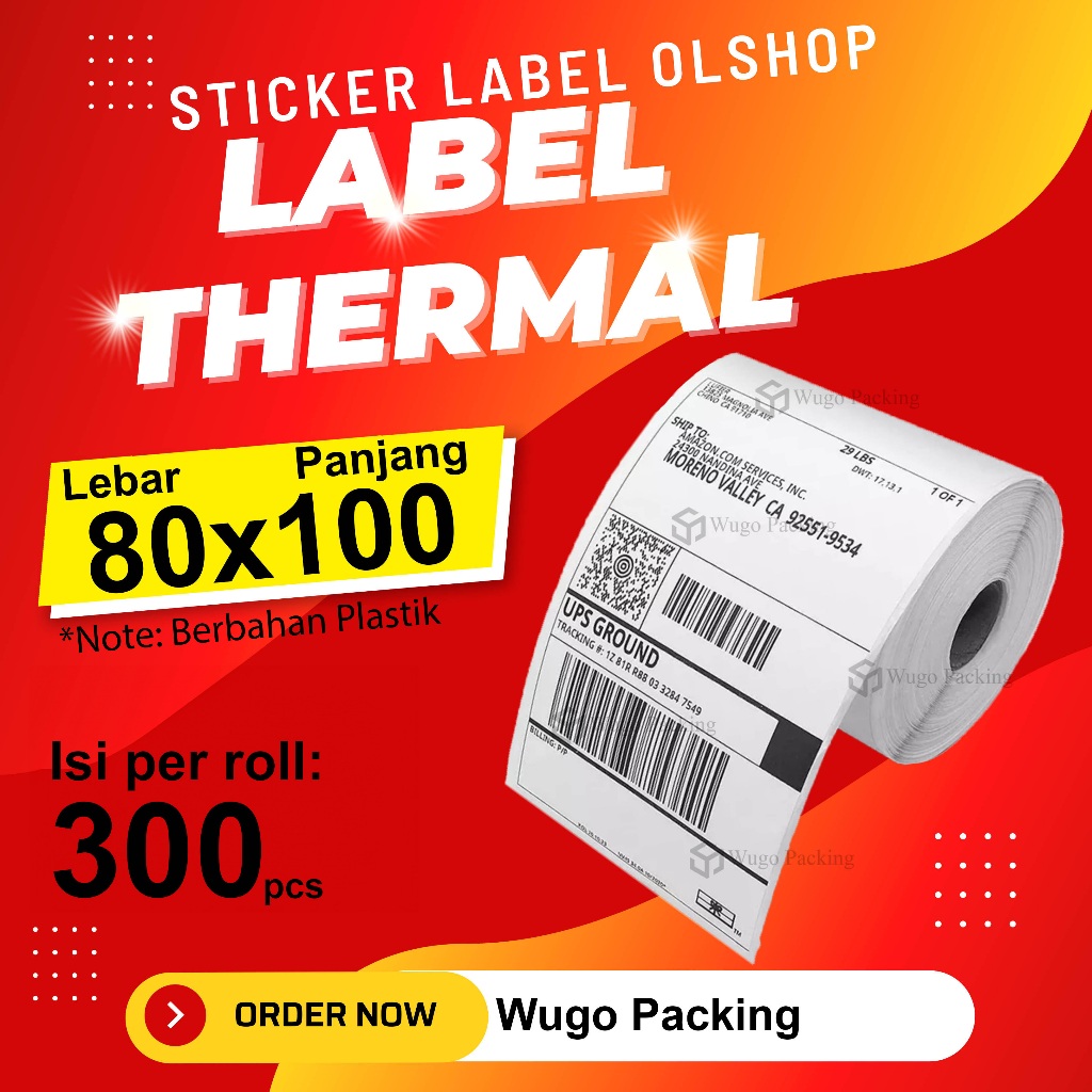 

LABEL THERMAL 8 X 10 cm isi 300 pcs (Dasar Sticker Plastik)