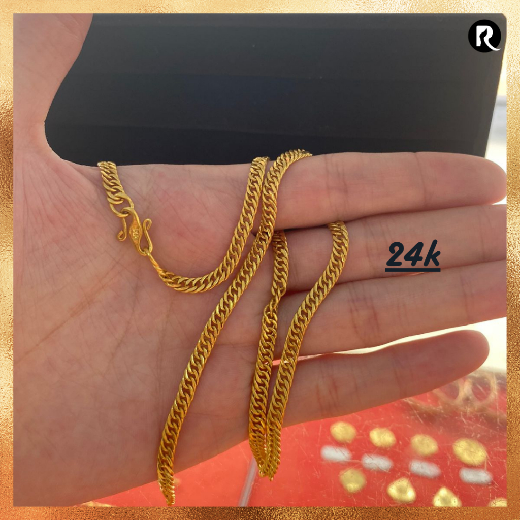 Kalung Rante Emas 24 karat asli 99% Model Rantai Susun