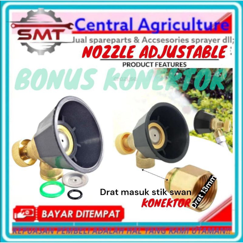 NOZZLE ADJUSTABLE DAPAT KONEKTOR KUNINGAN