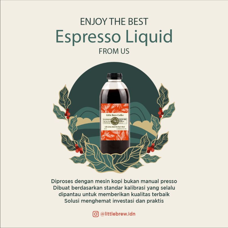 

Konsentrat Espresso Liquid Full Arabica - 1 Liter | Campuran Kopi Aren/Susu