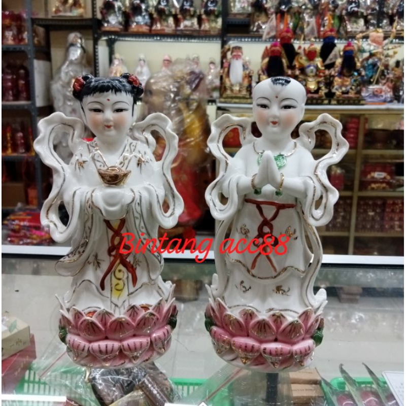 patung pengawal kwan im-kwan im- guan yin -keramik- 8inch -gl - srendang