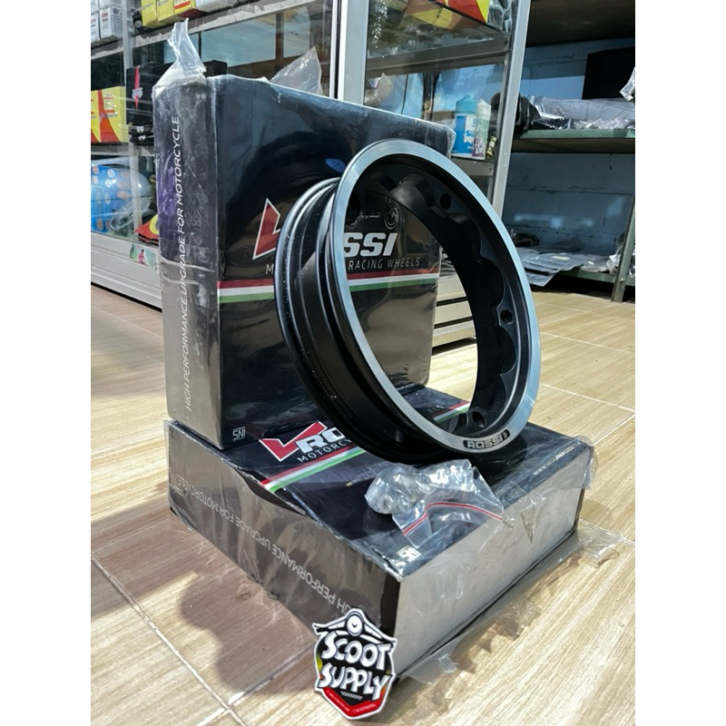Velg Ring 10 Vespa Tubeless Hitam Black List Chrome Vrossi