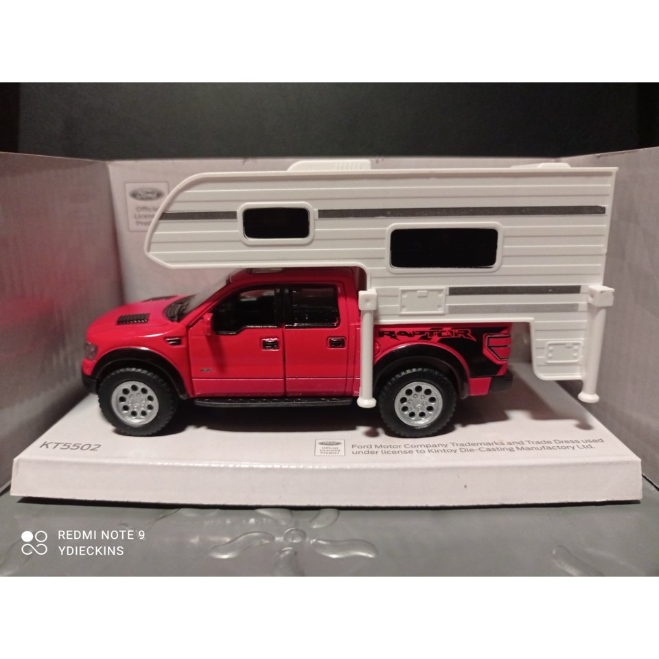 Diecast Kinsmart FORD F-150 RAPTOR - Truck Camper - Red