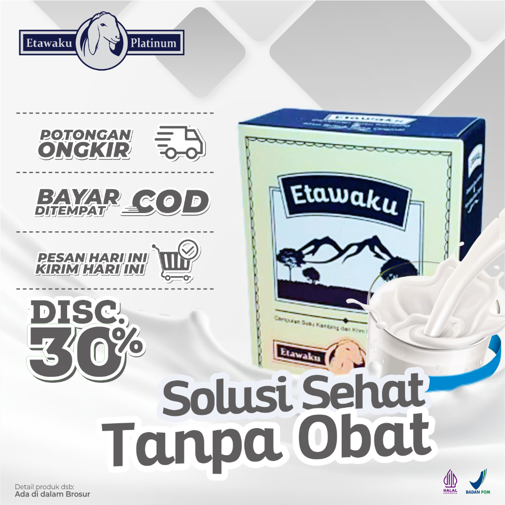 

ETAWAKU PLATINUM SUSU KAMBING ETAWA BUBUK ORIGINAL UNTUK MASALAH PERNAFASAN PAKET 1 BOX