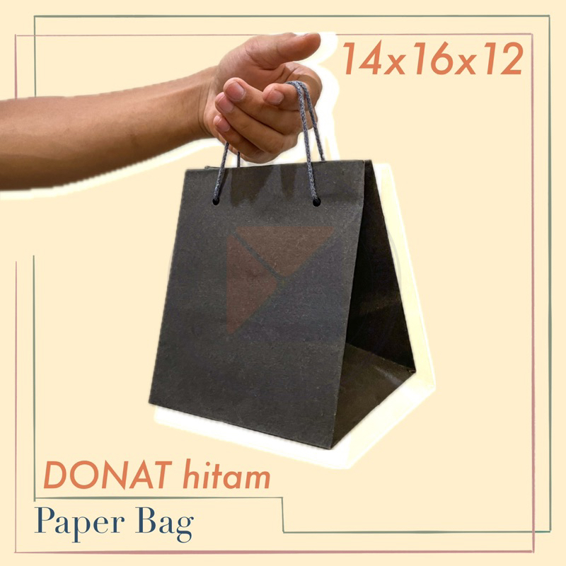 

Paper Bag Hitam 14x16x12 (Donat Hitam) Kraft 125 gsm
