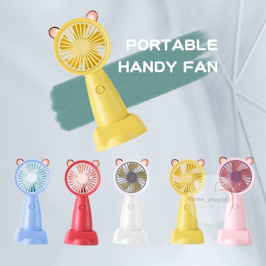 Kipas Angin Mini Portable Karakter Lucu / Kipas Mini Genggam Portable USB With Phone Holder/ Portabl