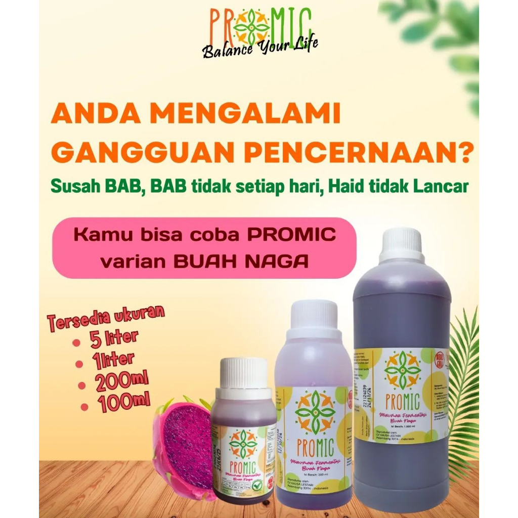 PROMIC Varian Baru/ Biang Promic/ Minuman Probiotik 200 ml Buah Naga & Jambu Kristal