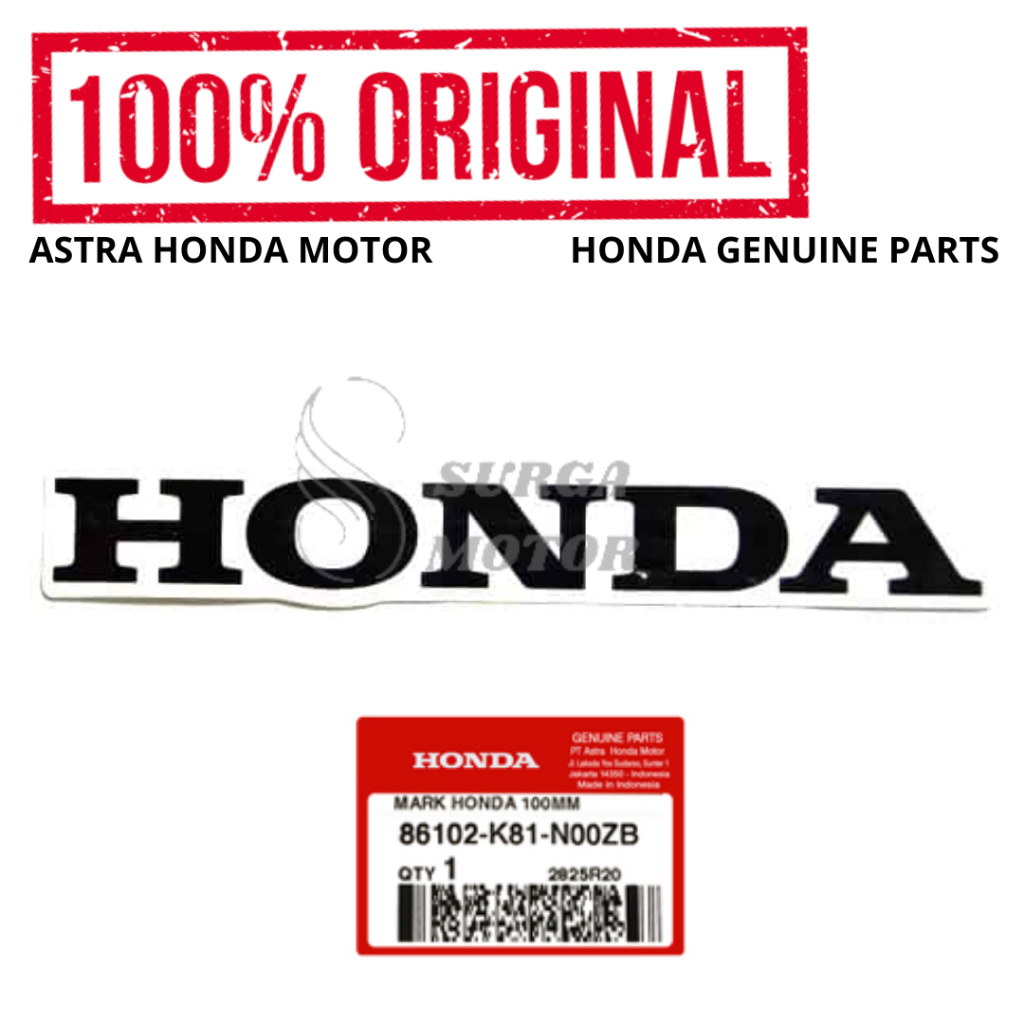 Stiker Mark Honda 100MM 10cm BeAT eSP K81 K1A Original AHM 86102-K81-N00ZB Sticker Body Tulisan Hond