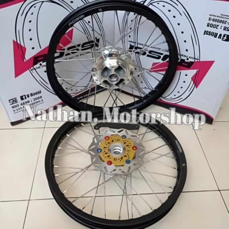 Pelek Velg Sonic150 Sepasang Bonus Cakram Depan dan Breket -Velg Sonic150 Sepasang Rossi Original