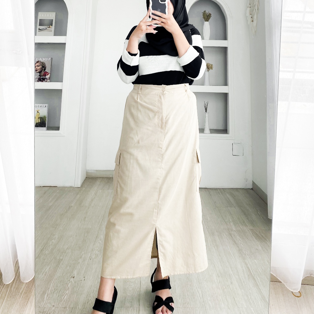SORA SKIRT / rok cargo / cargo pants murah / rok polos / rok hijab style / korean style / fashion ou