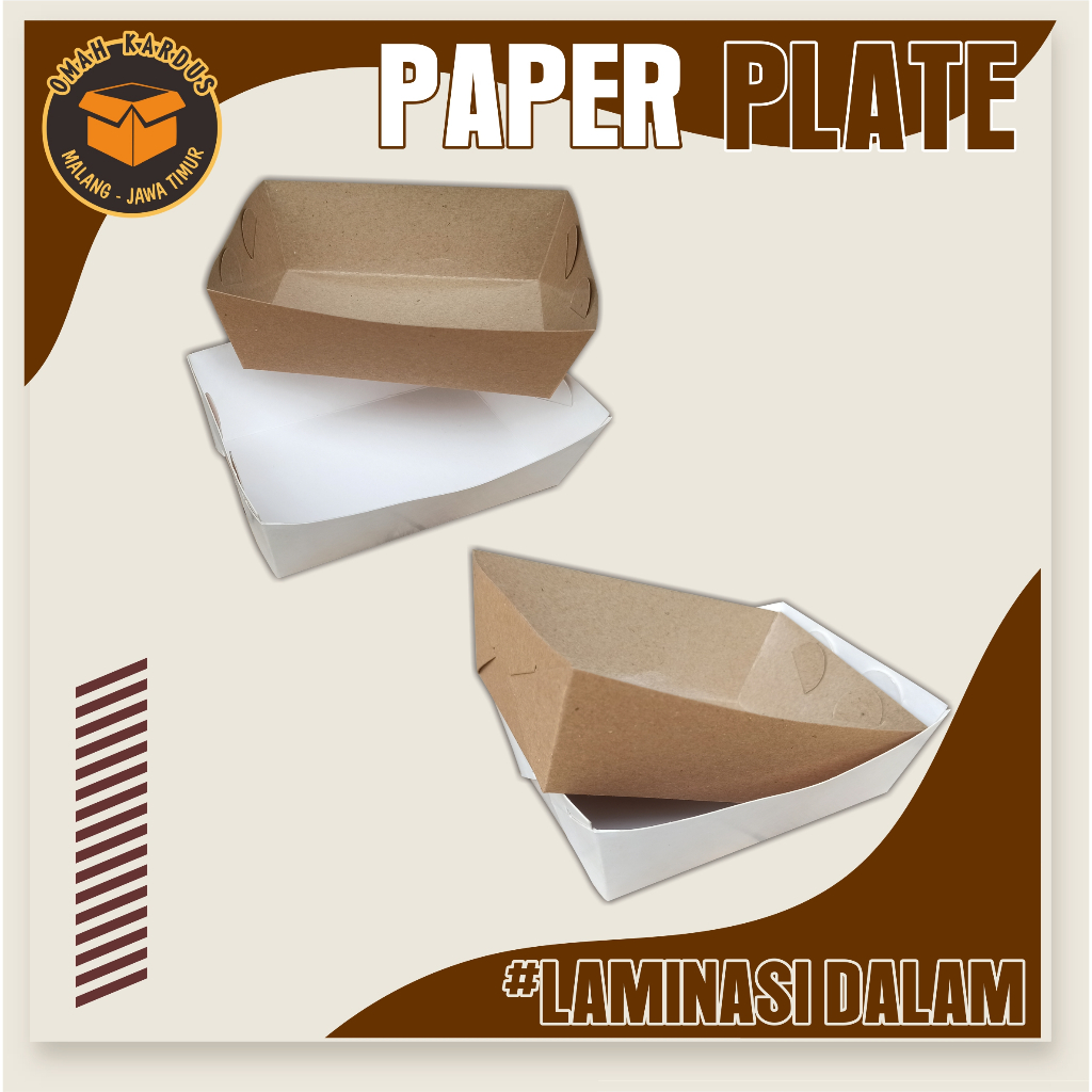 

Paper tray 14x9x5 cm | Kemasan dimsum | Tray hotang | tray roasted corn | Laminasi Dalam | box takoyasi