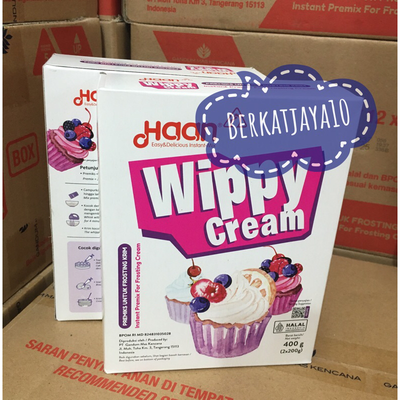 

Haan Wippy Cream 400gr KEMASAN BARU Whipped Cream Instant Topping Bubuk