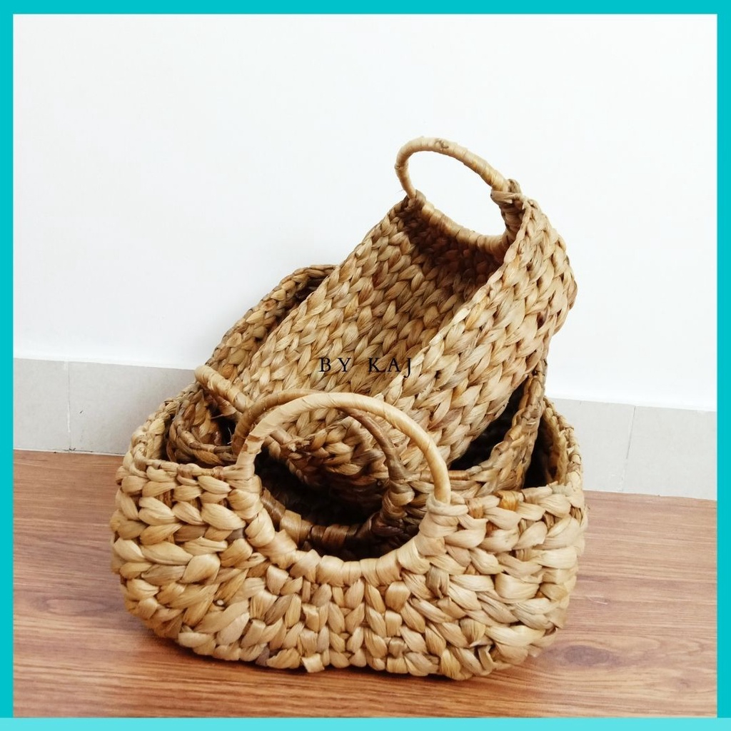 Tray Handle Rotan | Keranjang bayi | Keranjang handle rotan | Keranjang Enceng Gondok Multi Fungsi