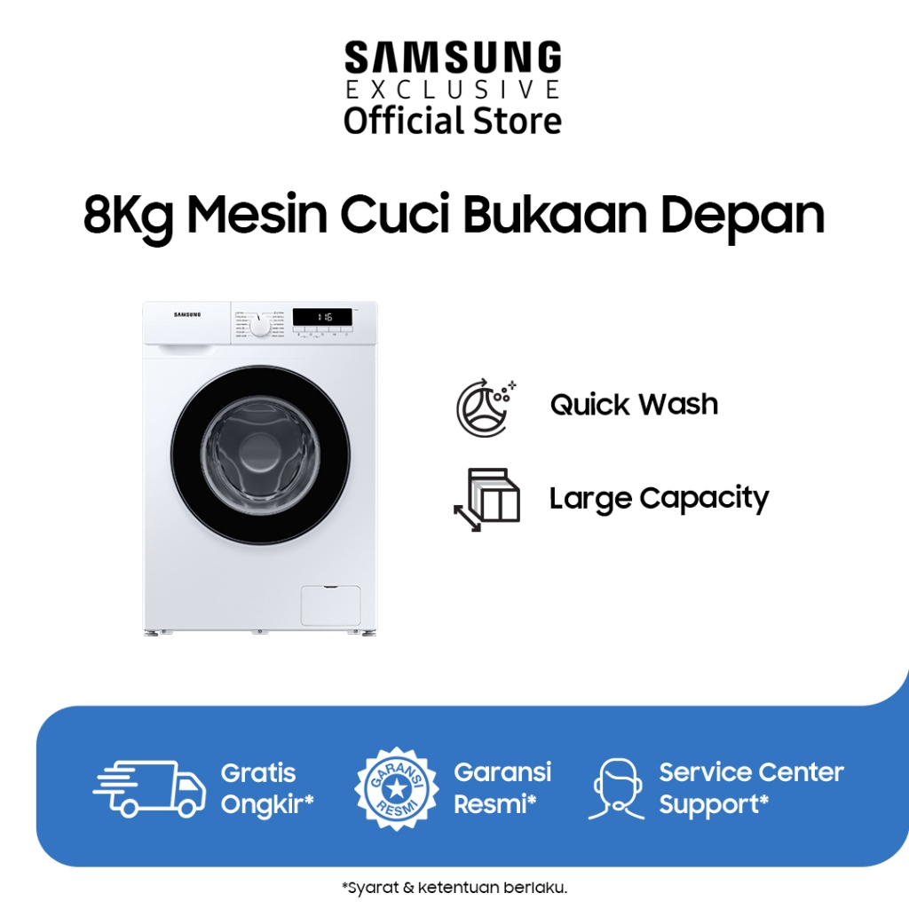 Samsung Mesin Cuci 8 kg WW3000TM dengan Digital Inverter Technology, Quick Wash dan Drum Clean
