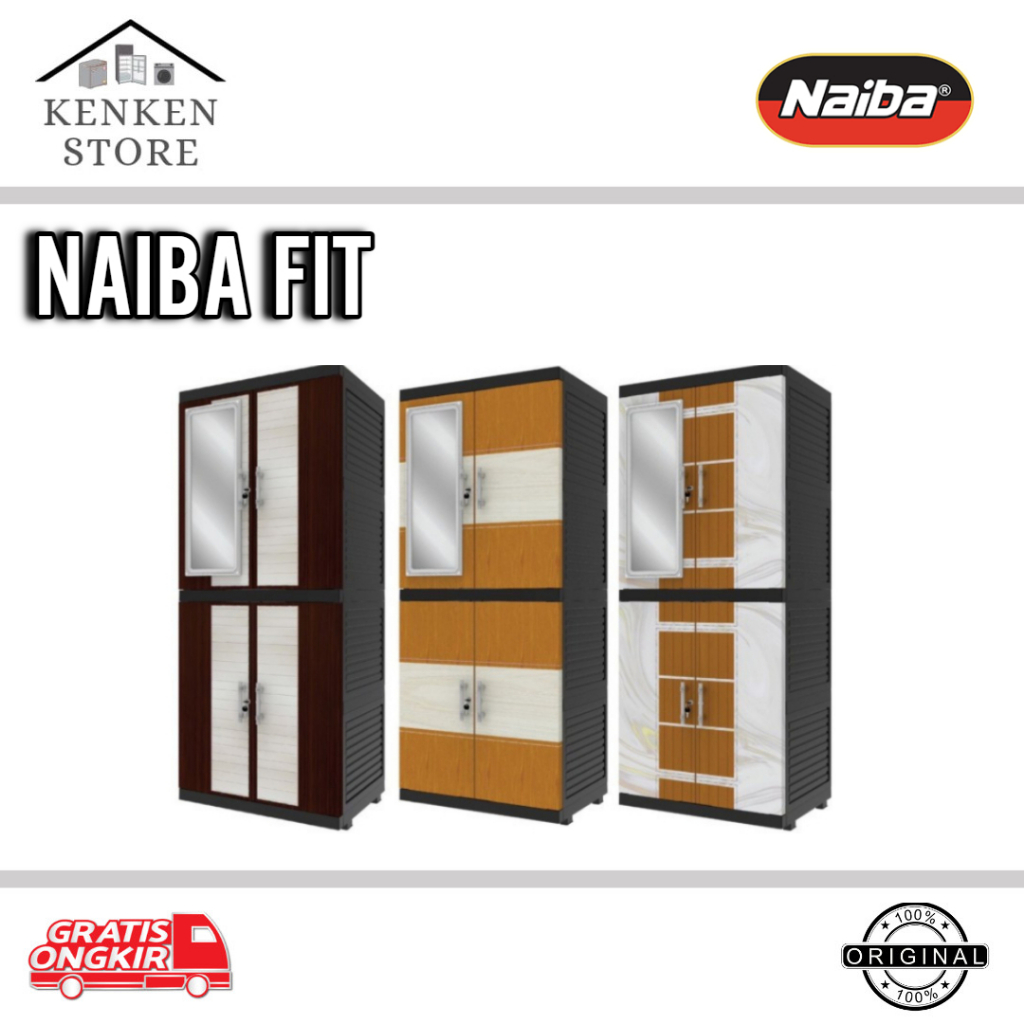 NAIBA FIT LEMARI PLASTIK + KACA