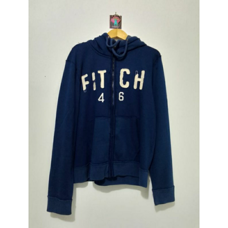 Hoodie Zipper Abercrombie Biru