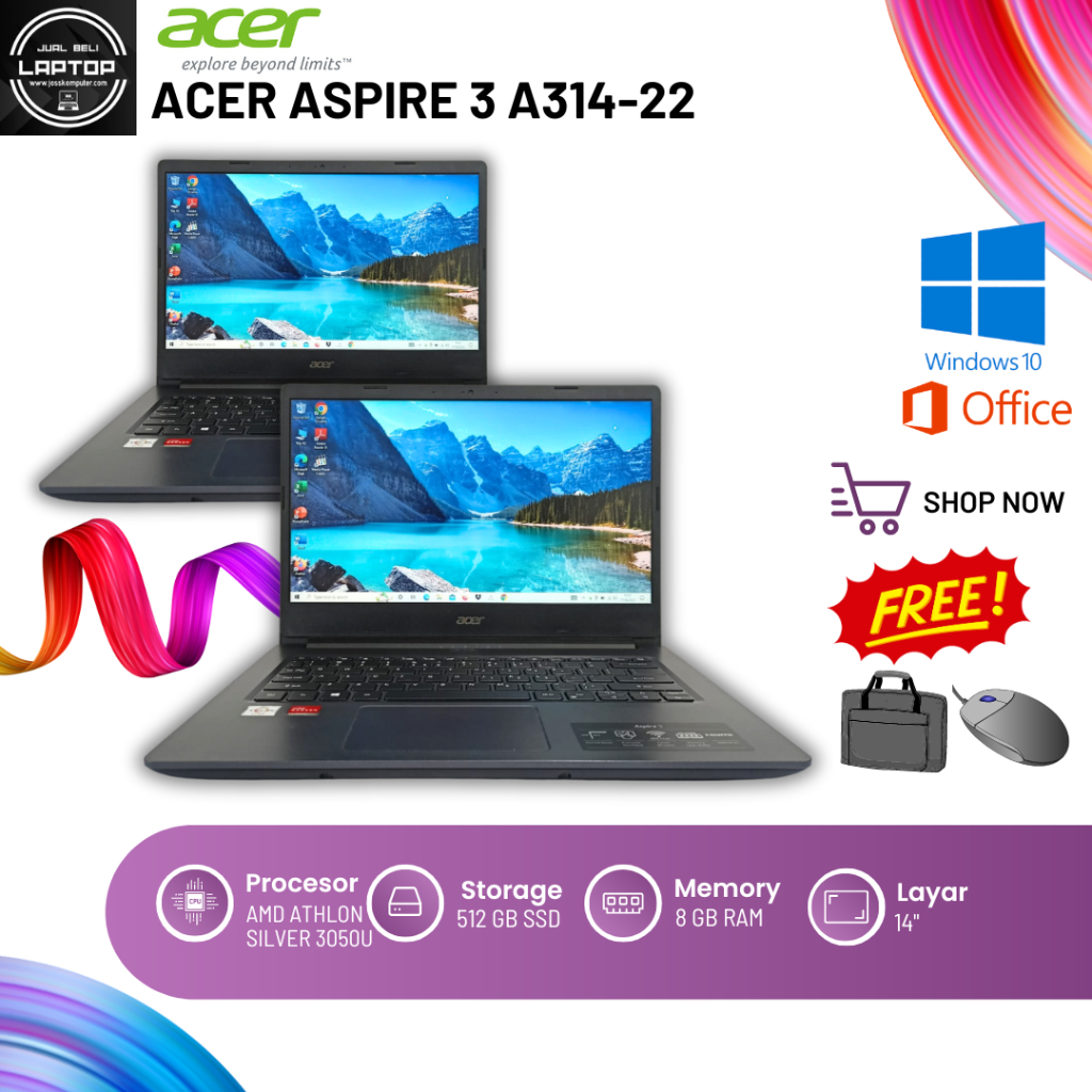 ACER ASPIRE 3 A314-22 Laptop second Amd Athlon Silver 3050U Ram 8 GB