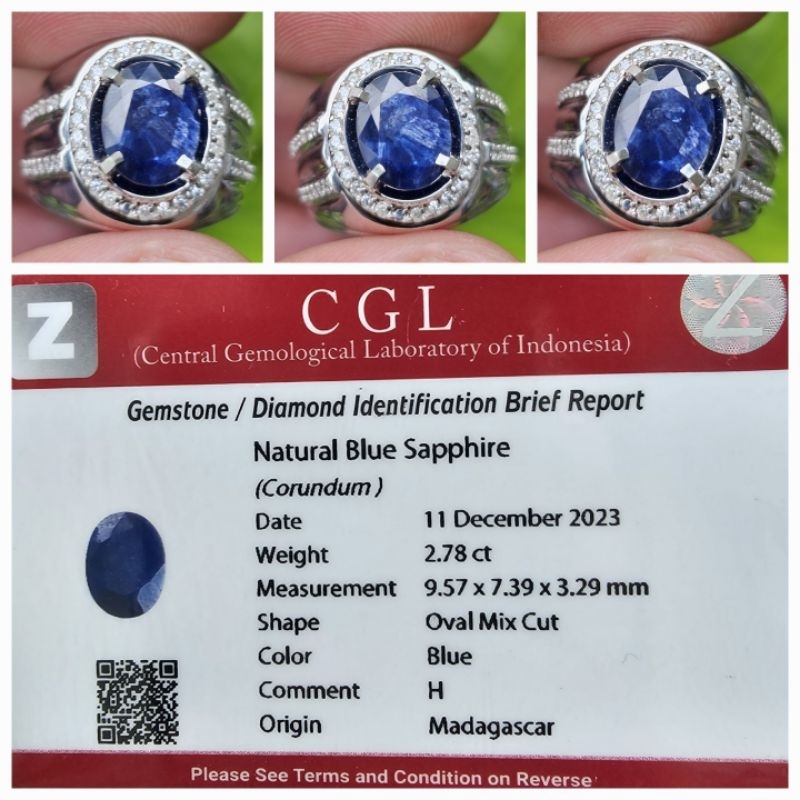 Natural Blue Sapphire Madagascar Memo 2.78 crt