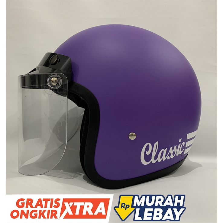 Helm Bogo Classic Ungu Doff Polos SNI Pria/Wanita Helm Termurah