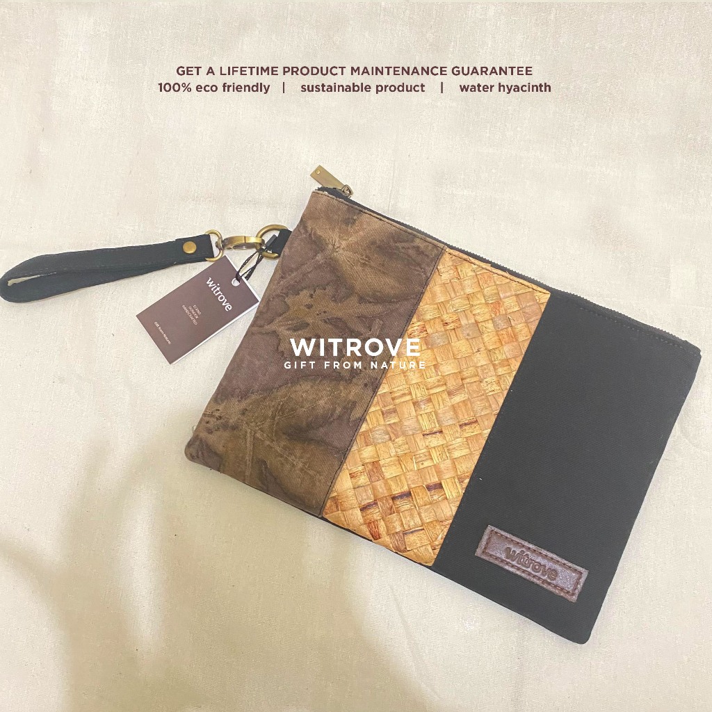 CLUTCH KOMBINASI ANYAMAN ECENG GONDOK DAN BATIK ECOPRINT