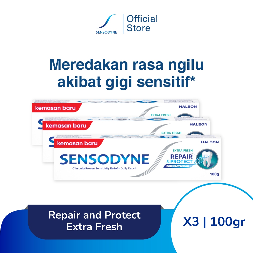 Sensodyne Repair & Protect Extra Fresh - Perlindungan Gigi Sensitif Total [3 x 100gr]
