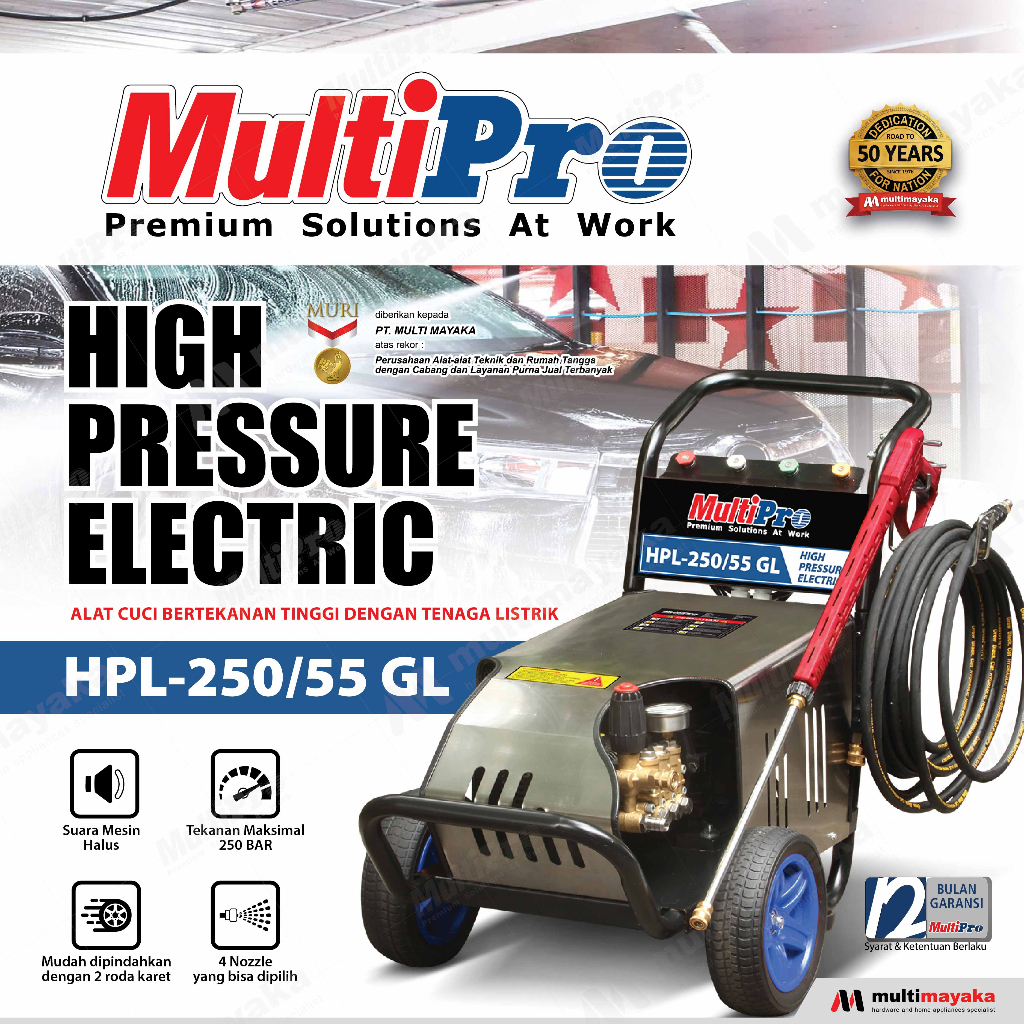 MULTIPRO HIGH PRESSURE ELECTRIC JET CLEANER HPL 250/55 GL