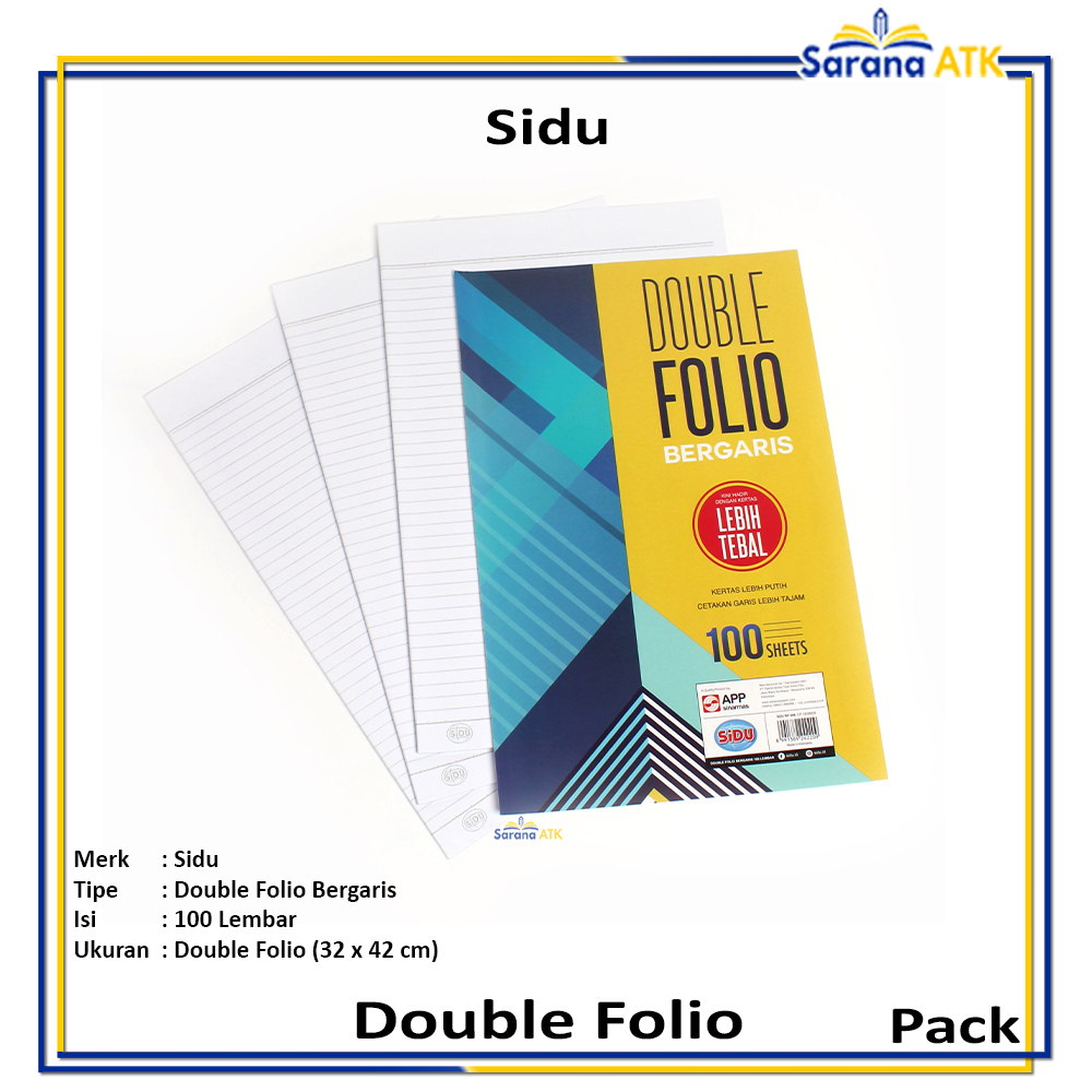 

Sidu - Kertas Folio Bergaris 100 Lembar - Pack