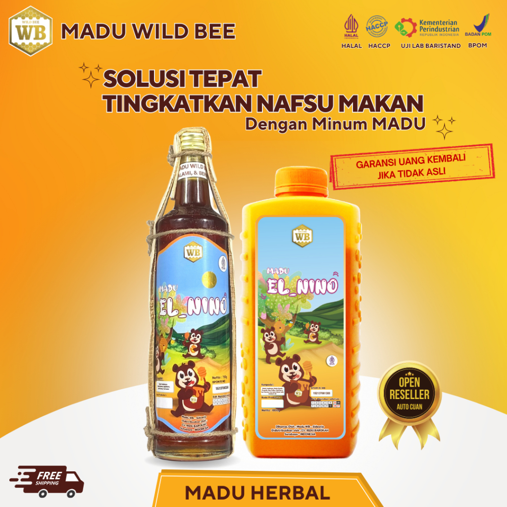 

Madu Anak Multivitamin kemasan jumbo/Madu Herbal-Garansi Murni & Asli 100%-Wild Bee