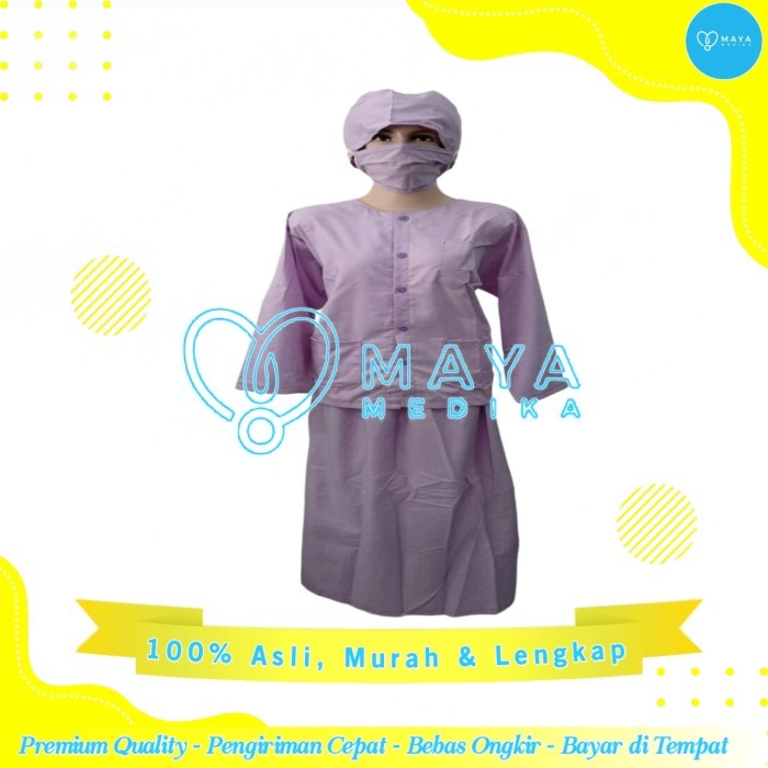 Baju OK Ungu Lengan Panjang Baju Resleting Rok