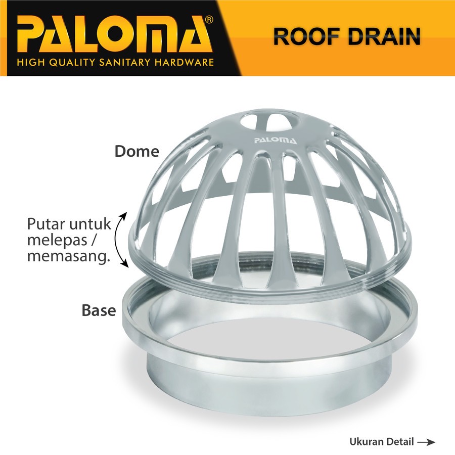 PALOMA ROOF DRAIN RDP 1201/RDP 1202/RDP 1203/RDP 1204 2" - 4" SARINGAN TALANG AIR DAK AFUR BRASS