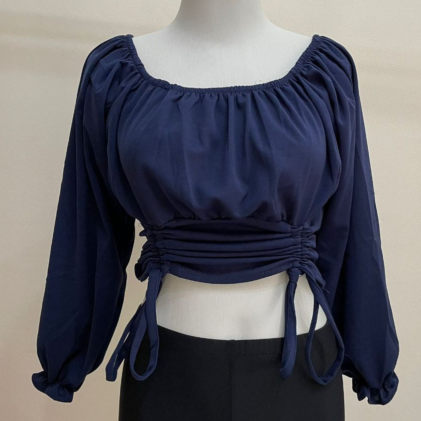 Pakaian Wanita Crop Top / Crop Top Sabrina / Crop Top serut / Atasan Sabrina / Atasan Crop Top Serut