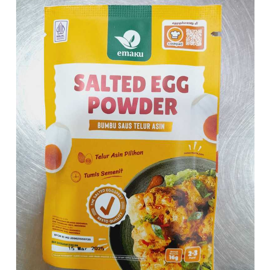 

[HALAL] Emaku Bumbu Telur Asin Salted Egg Powder Sachet 16Gr - Bumbu Bubuk Saus Telur Asin Saset