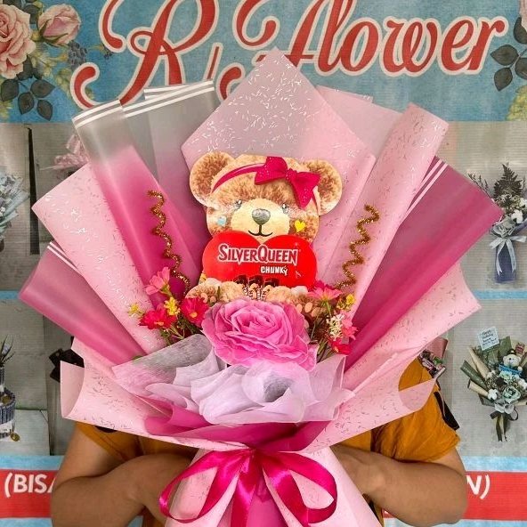 

buket coklat silverquen teddy bear edisi valentine anniversery ulang tahun