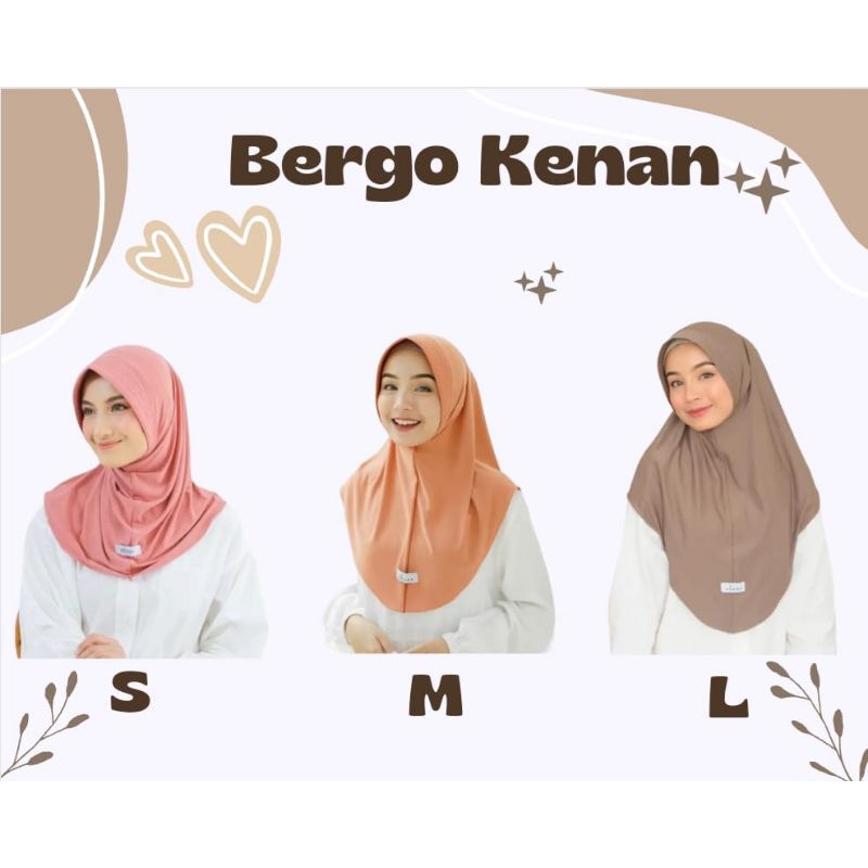 COD Bergo Kenan Ori 100% Size S, M, L, Bergo Kenan dzevada ,Hijab Bergo Jersey, Kerudung Instan casu