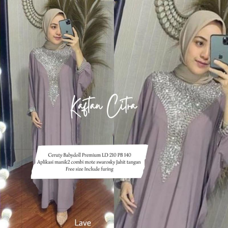 KAPTAN MAHARANI Jumbo Baju Gamis Wanita Muslim Terbaru 2024 Model Polos Bordir Kaftan Bahan Ceruty B