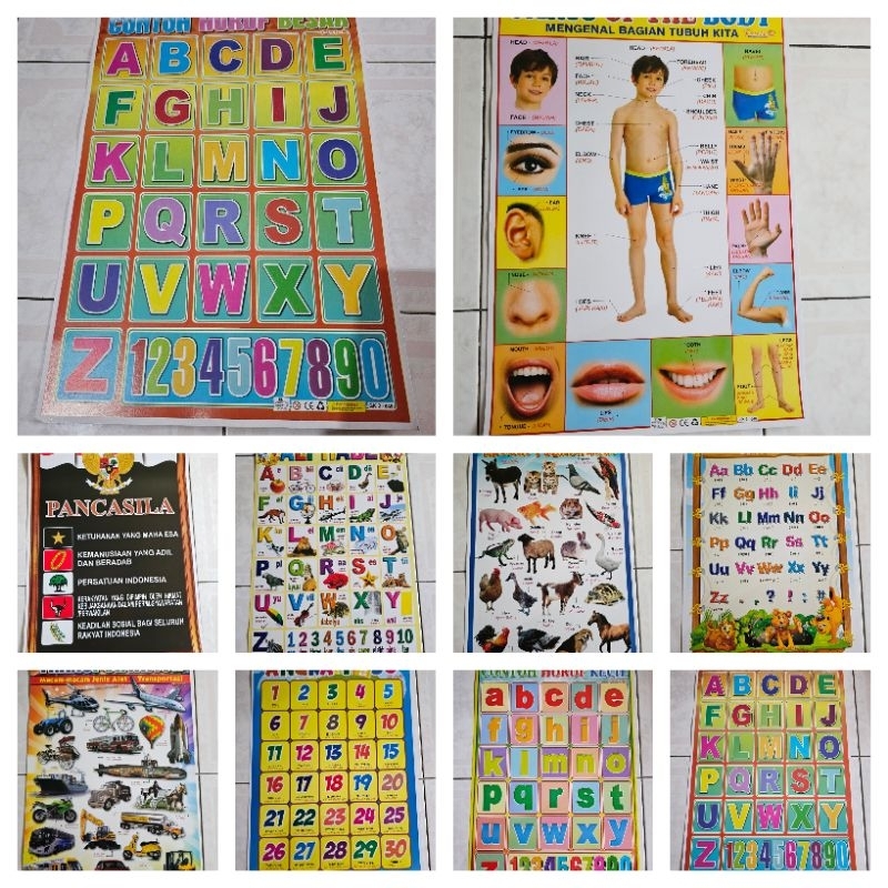 POSTER EDUKASI ANAK LEMBARAN SERI TERLENGKAP ABC HURUF HEWAN