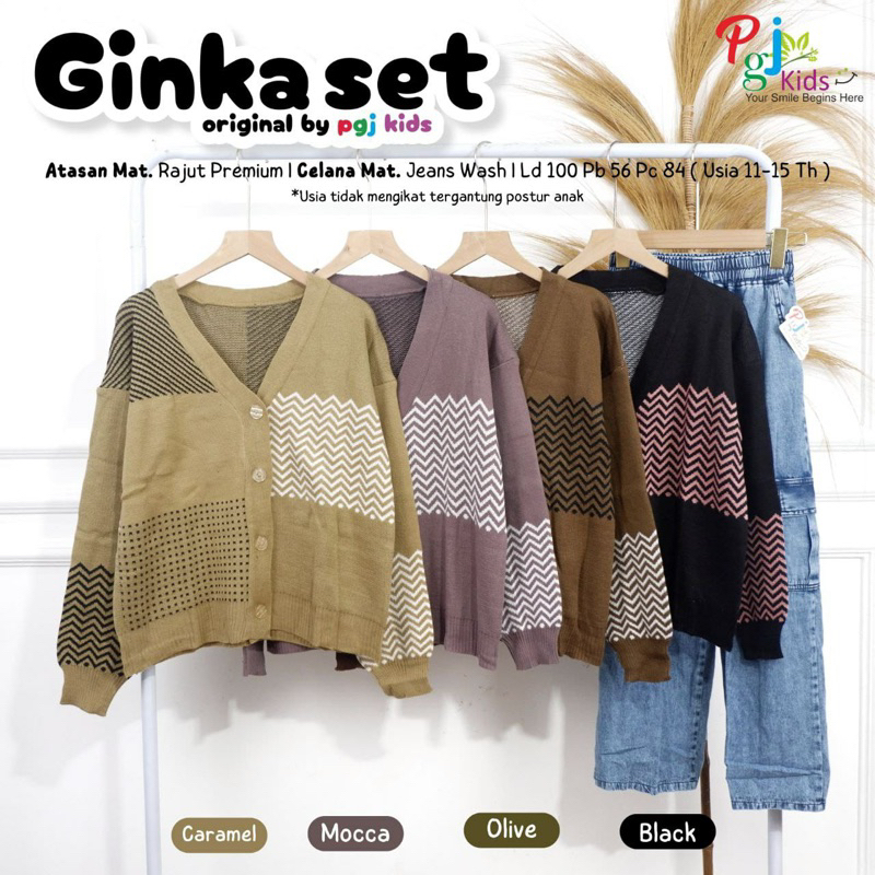 PGJ setelan anak perempuan ginka set | rajut usia 11-15 tahun tergantung postur anak