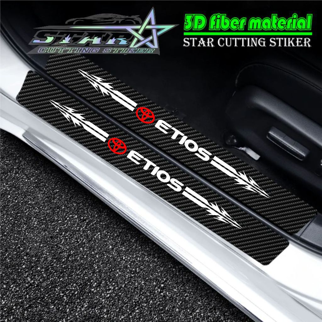 SILL PLATE KARBON 3D MOBIL ETIOS STICKER CARBON 3D PIJAKAN BUMPER BAGASI MOBIL TOYOTA ETIOS 1/9 PCS 