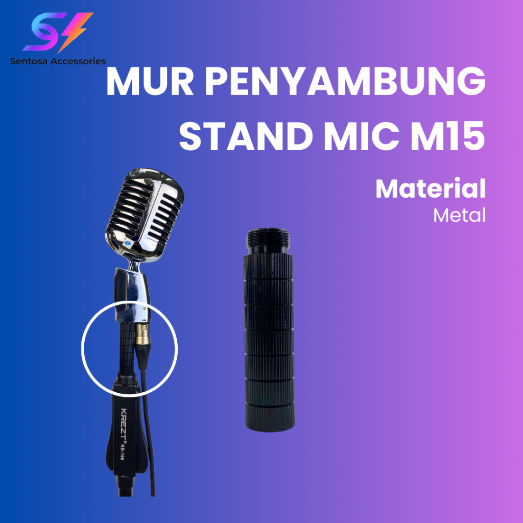 Mur Penyambung Stand Mic M15| Mur Connector Mic Retro Ke Stand Mic | Mur Konektor Tiang Mik Ke Mik K
