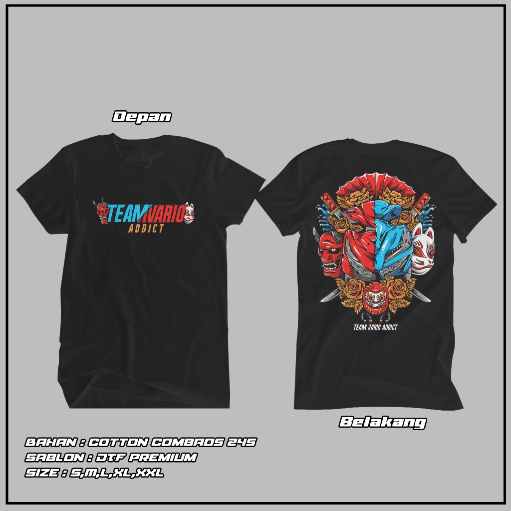 [Bisa COD] Kaos Team Vario Addict Original Merchandise | Kaos Katun 24s Asli | Baju Kaos Viral Vario