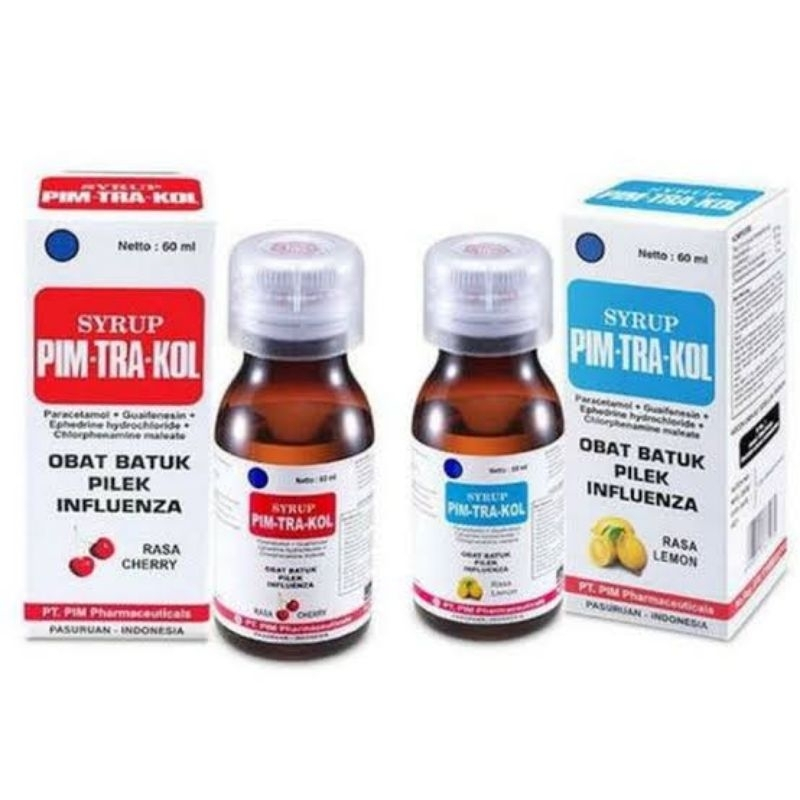 PIM-TRA-KOL Syrup 60ml Rasa Cherry & Lemon / Pimtrakol sirup 60 ml Obat Flu - Pilek - Demam dan Obat