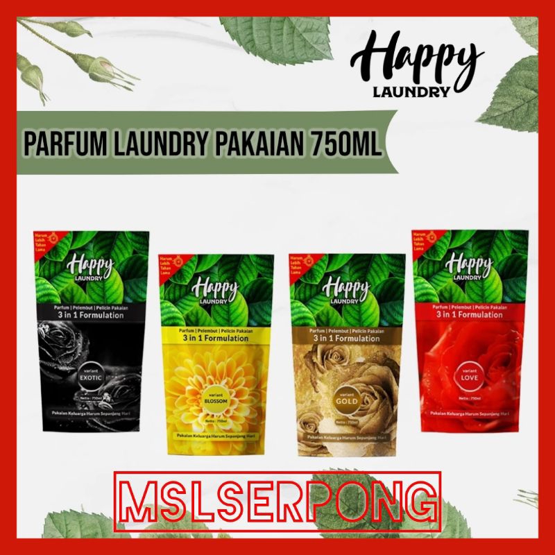 PARFUM LAUNDRY PAKAIAN POUCH 750 ML HAPPY LAUNDRY / PEWANGI PAKAIAN